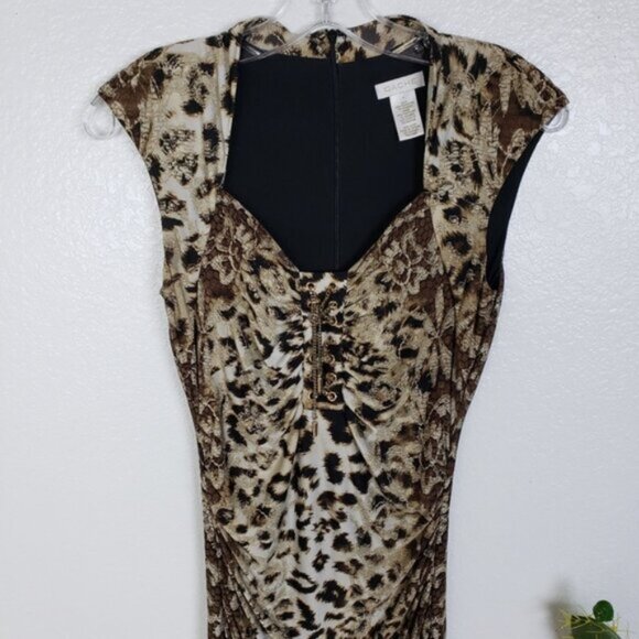 Vintage Caché Y2K Animal Print Bodycon Dress Pinup Fitted size S Cocktail Chic - Picture 4 of 15